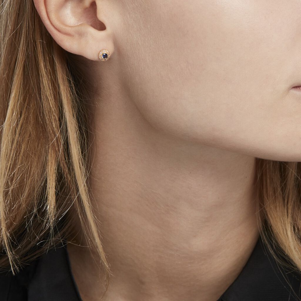Boucles D'oreilles Puces Plaqué Or Eugenie Pierre Synthétique
