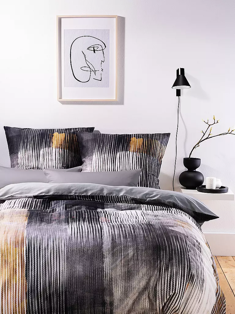 FLEURESSE Satin Bettwäsche MODERN ART 70x90cm/140x200cm Silver grau