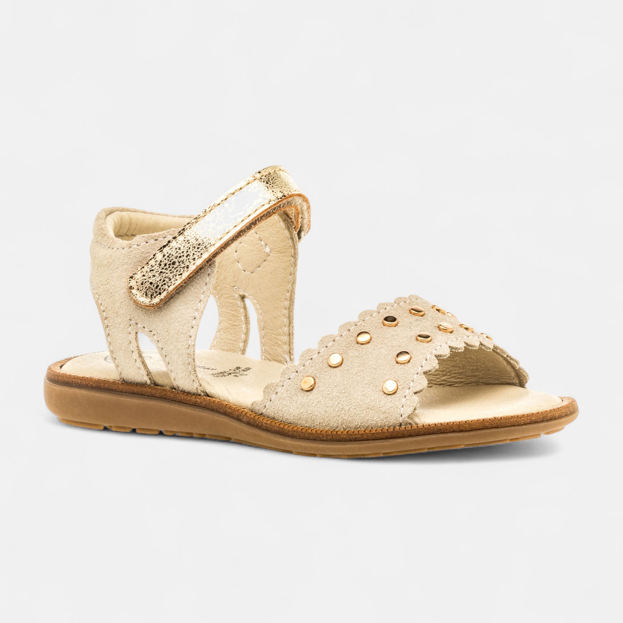 Nu-pieds Fille en cuir beige