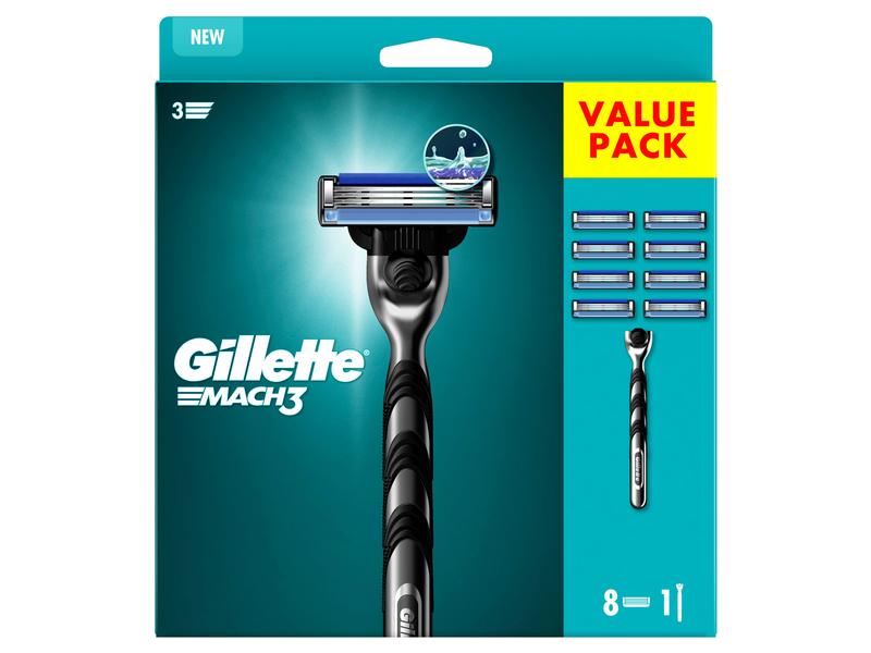 Gillette Rasierer Mach3   8 Klingen Nassrasierer für Herren mit Ersatzklingen