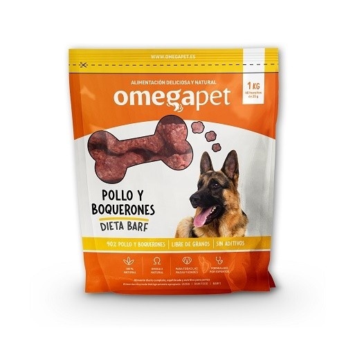 Ração BARF à base de frango e anchova para cães.