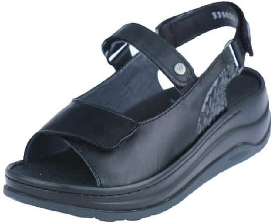 Wolky Sandalen Adura zwart leer Dames Sandalen Zwart