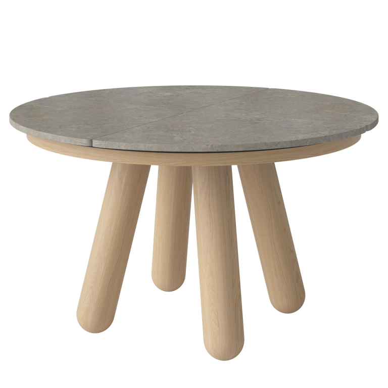 Bolia Balance eettafel Ø125 wit gepigmenteerd eiken Grigo Bottarga Marble