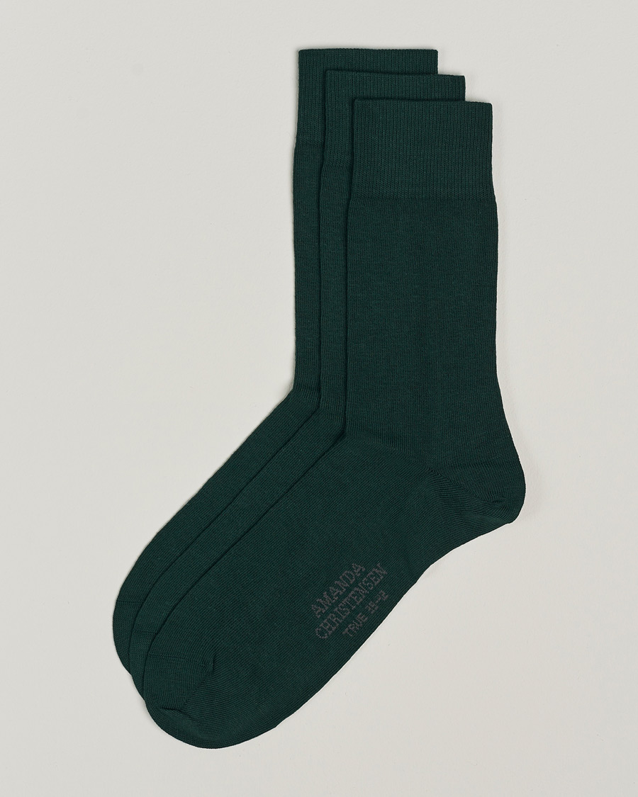Amanda Christensen 3-Pack True Cotton Socks Bottle Green