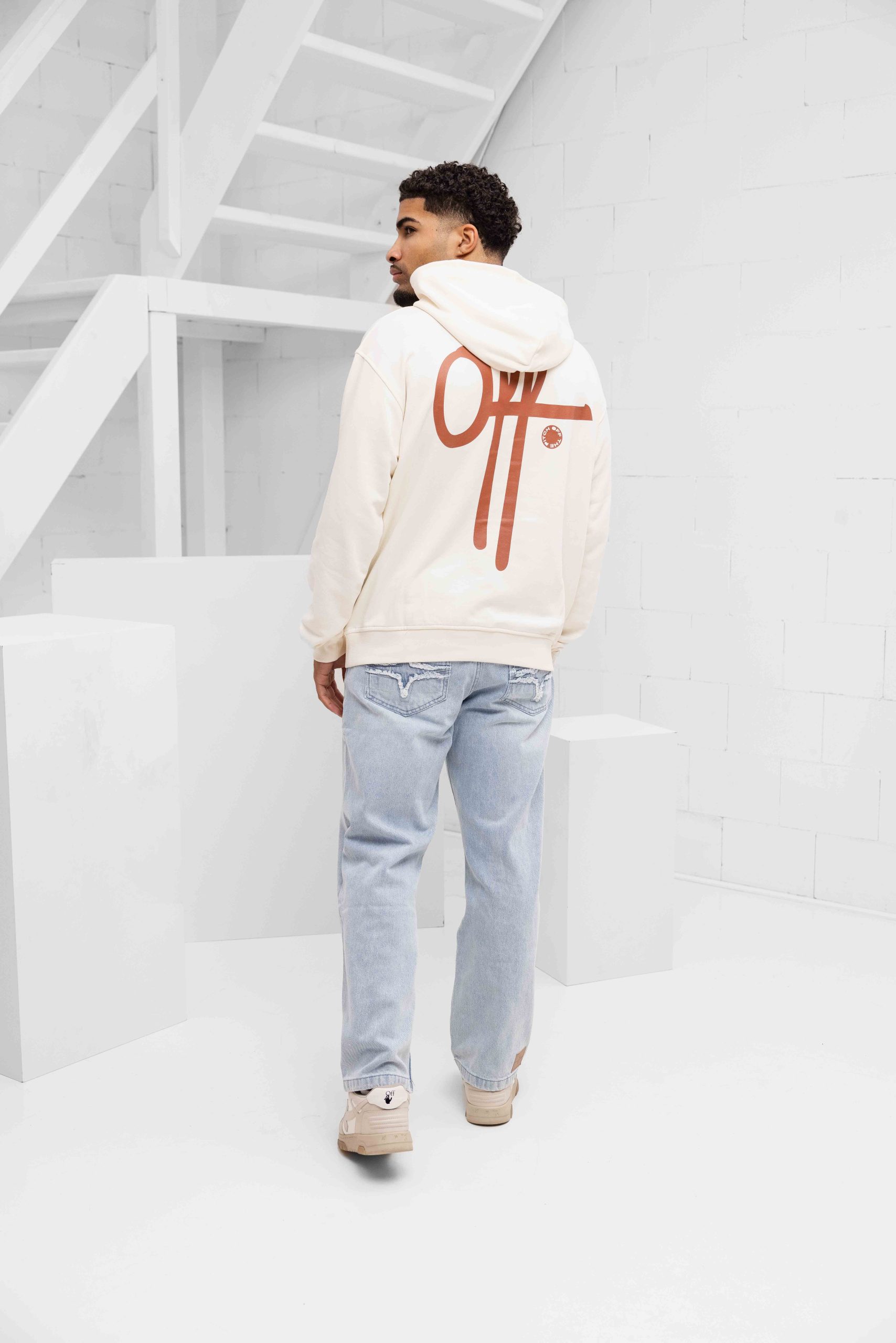 Off The Pitch Full Stop Hoodie Heren Gebroken Wit