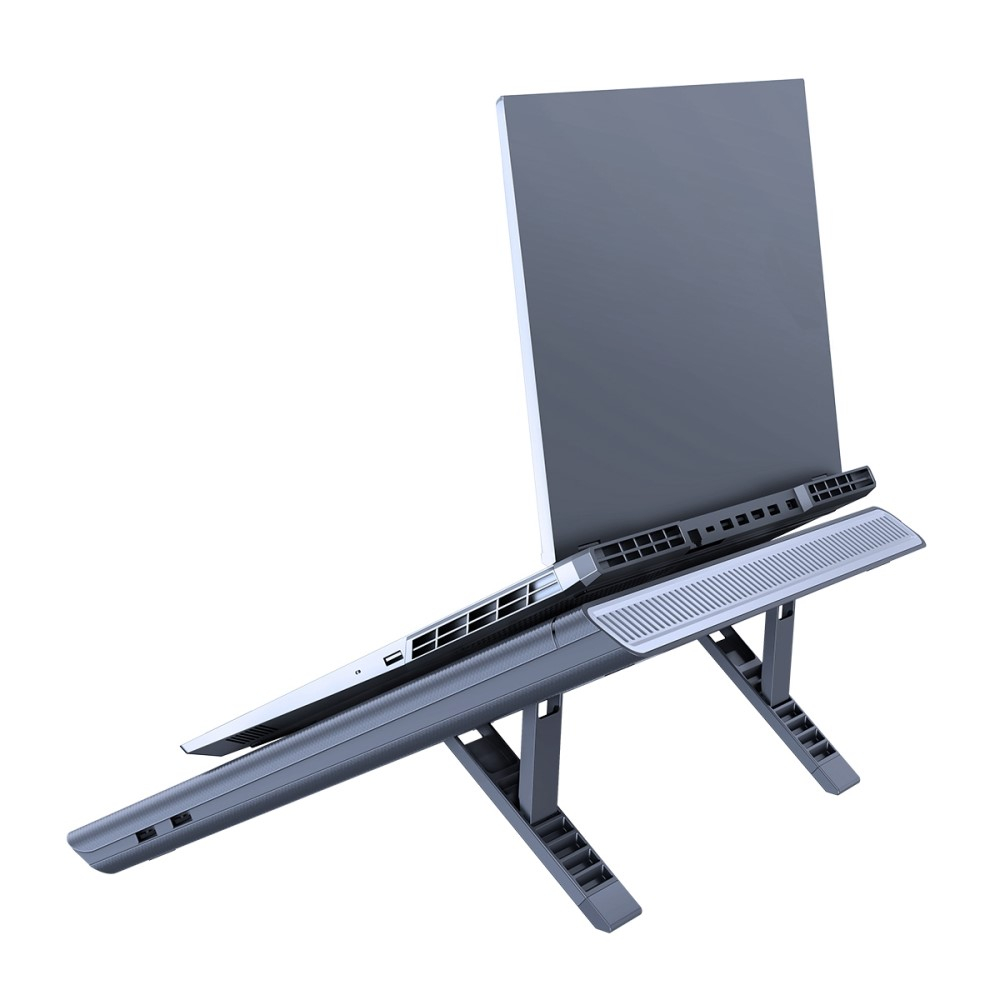 ThermoCool MacBook / Laptop Kühler Ständer Halterung mit zweifachem Lüfter   RGB Beleuchtung und Dual USB A Port (Turbo-Lüfterversion)