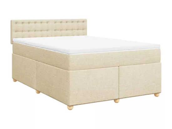 Sommier à lattes de lit avec matelas Crème 160x200 cm Tissu