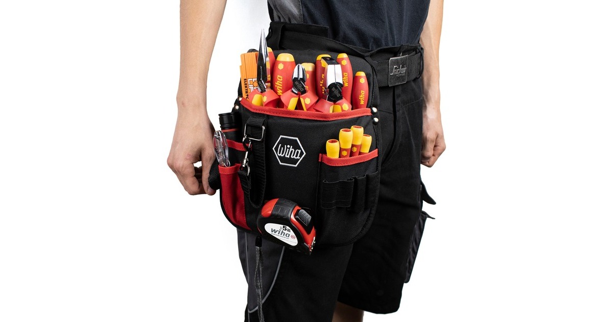 WihaGereedschapset elektricien gereedschapsset  (Rood/geel, assorti, 18-dlg. incl. heuptas)