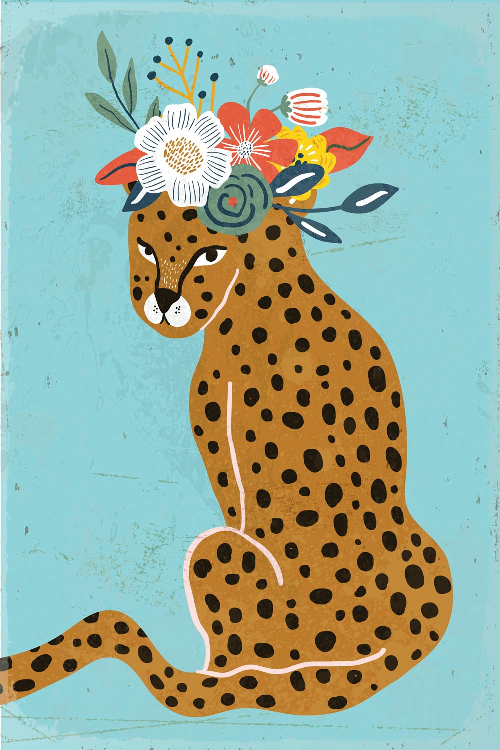 queence Metallbild »Leopard« Blumen | Leopard | Sprüche 1 Stk. tlg. Stahlschild, Blechschild, Leopard mit Blumenkranz