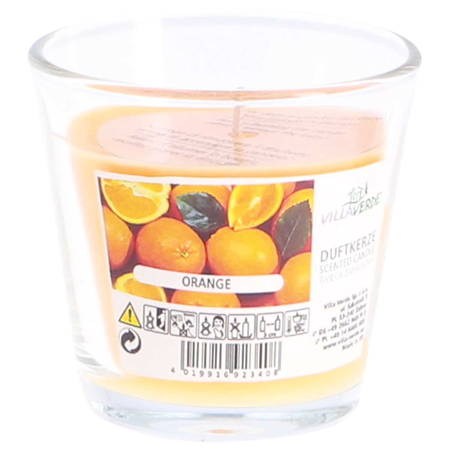 Duftkerze im Glas Orange Höhe 7,5 cm