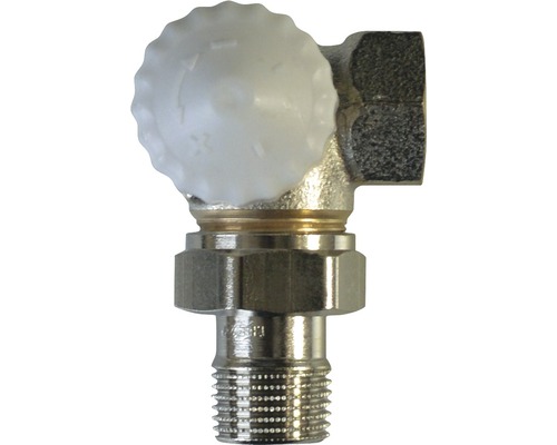 Heimeier thermostatische afsluiter V-exact II afgeschuinde hoekvorm rechts voorinstelbaar 1/2 inch nikkel 3714-02.000