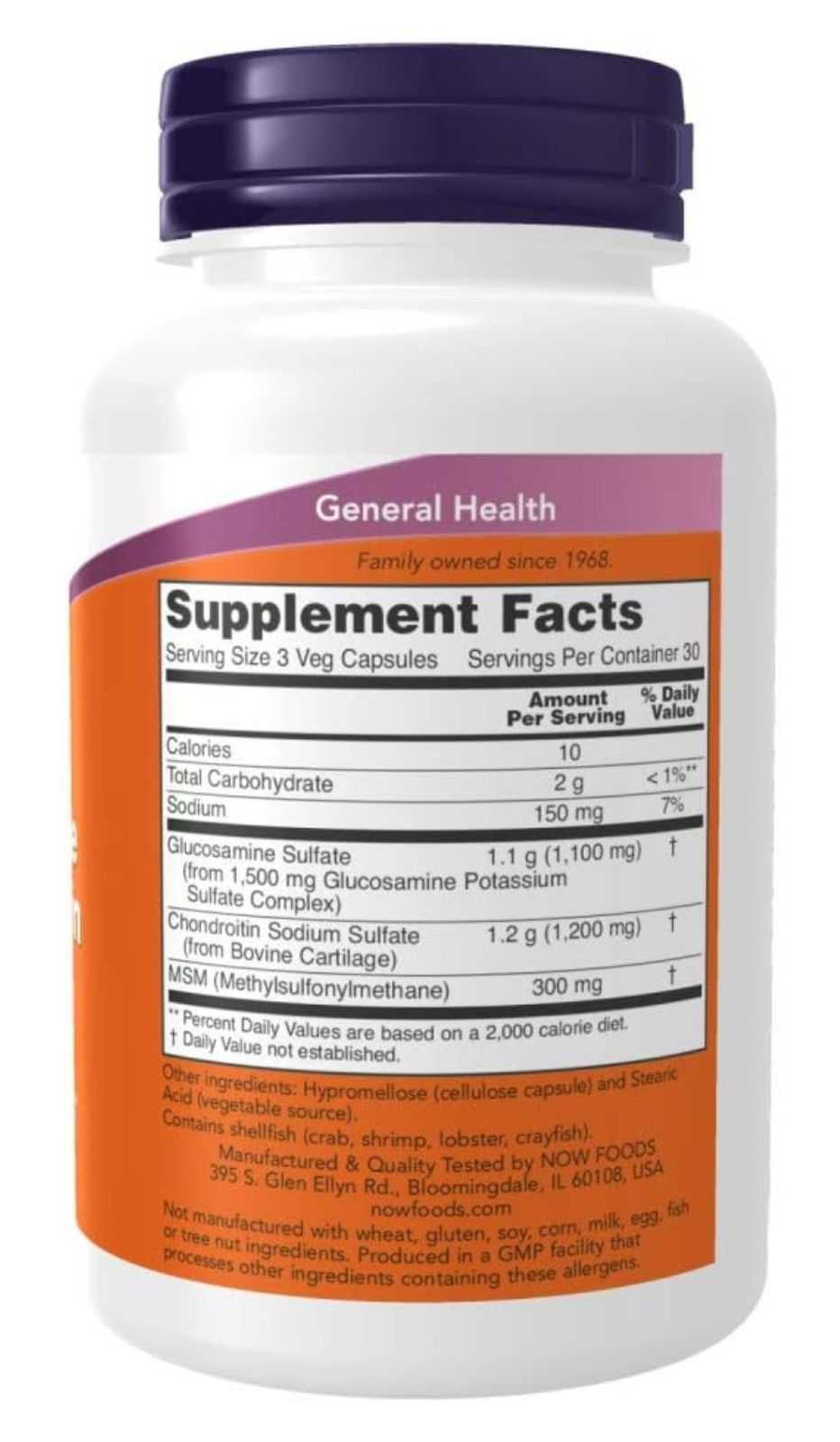 NOW Foods Glucosamina e Condroitina com MSM 90 cápsulas