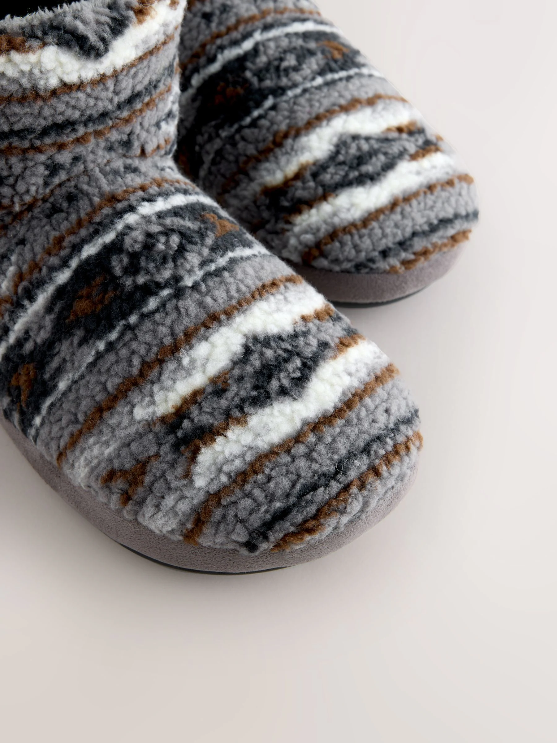 Grijs - Pattern Fleece Boot Slippers