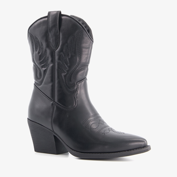 Blue Box lage dames western boots zwart