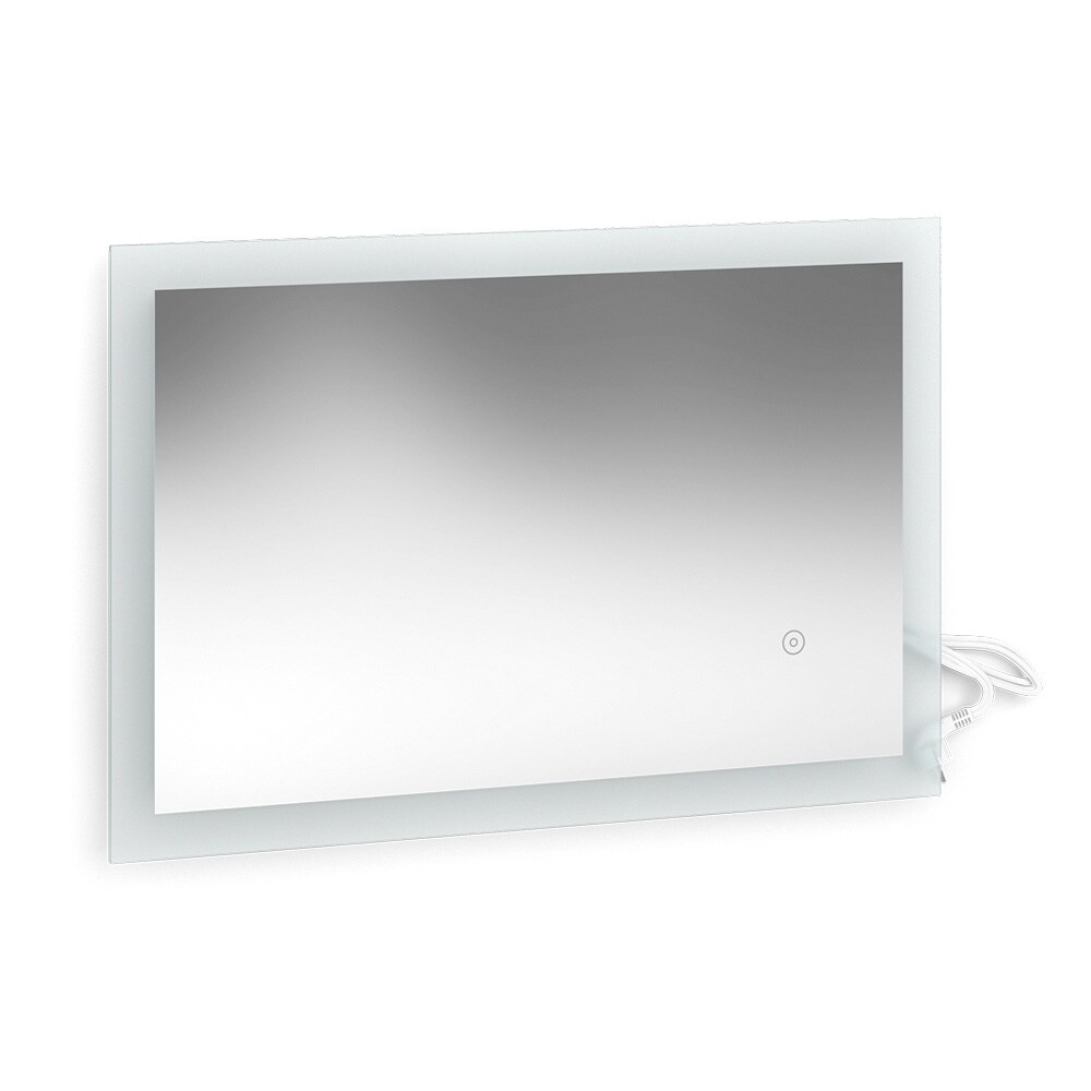 Vicco Badspiegel Wandspiegel LED-Spiegel Weiß 60x40 cm Badezimmer Spiegel Badmöbel Hängespiegel Spiegelbeleuchtung Touch-Switch dimmbar rahmenlos