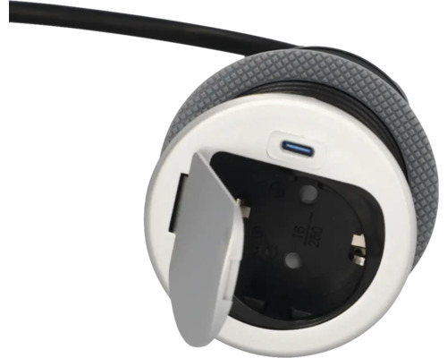 Inbouw-tafelcontactdoos, 1x geaard, 1x USB-C, 1,5 m kabel