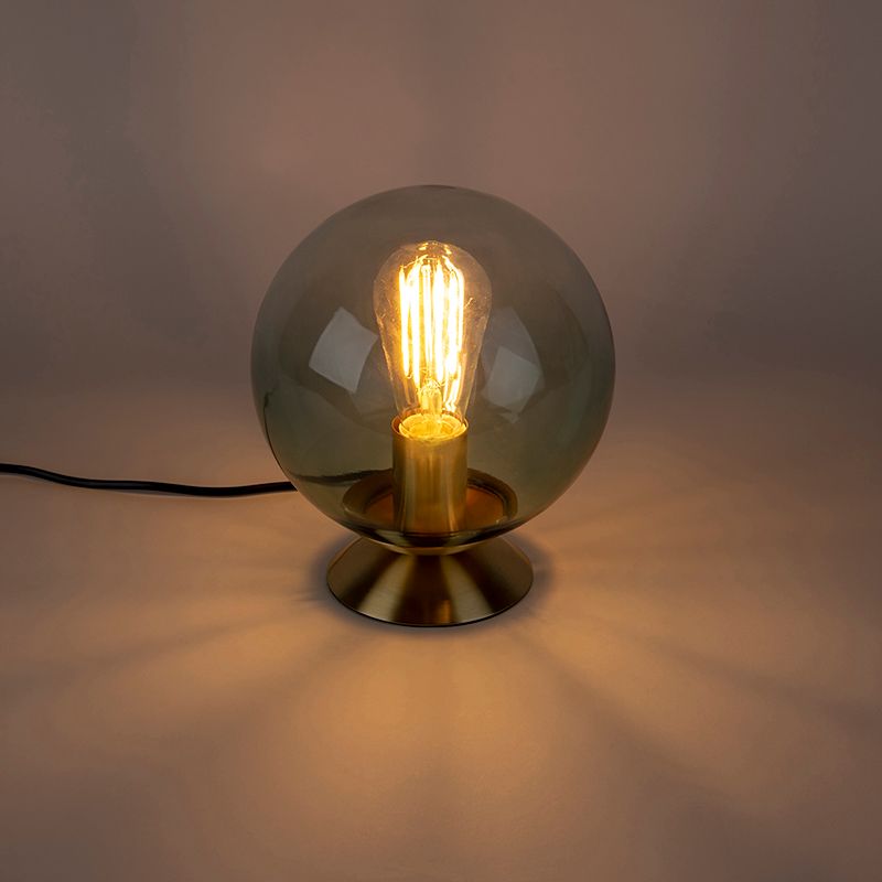 Art deco tafellamp messing met groen glas - Pallon