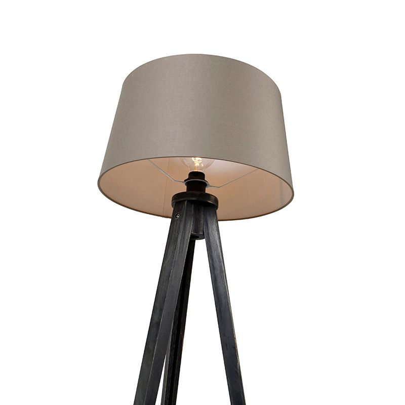 Tripod zwart met linnen kap taupe 45 cm - Tripod Classic
