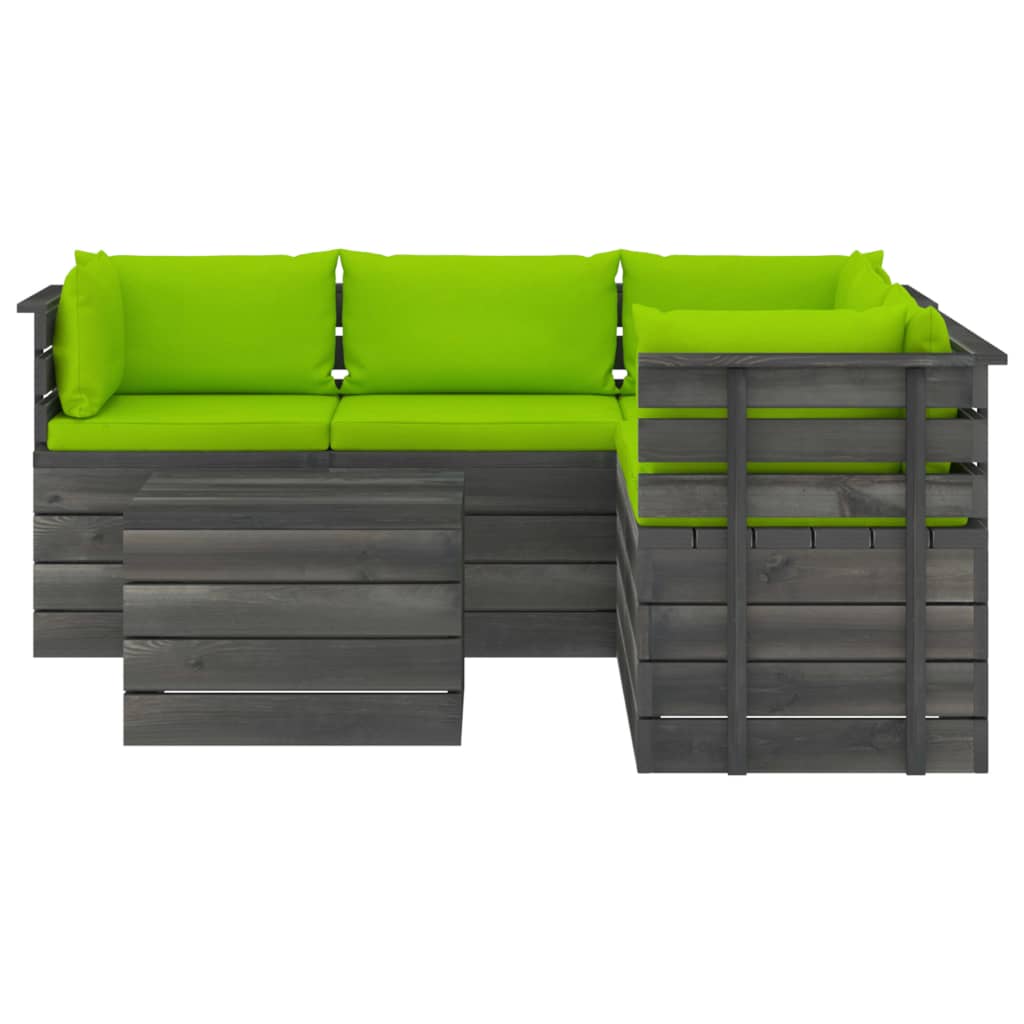 Salon de jardin palette meuble d'extérieur ensemble de mobilier 6 pièces avec coussins bois de pin massif