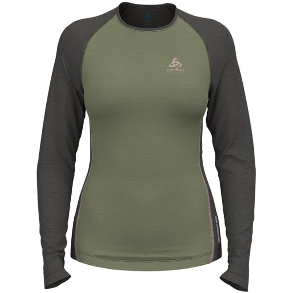 T-shirt thermique ODLO NATURAL PERFORMANCE PW 150 BL TOP CREW NECK L/S W MATTE GREEN/DARK GREY MELANGE