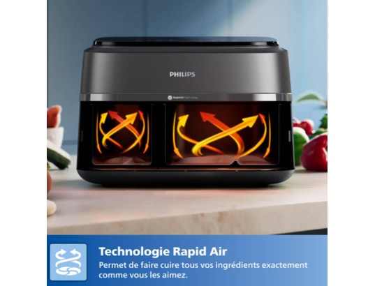 PHILIPS - Friteuse à air chaud NA352/00 Air Fryer 9L noir double panier