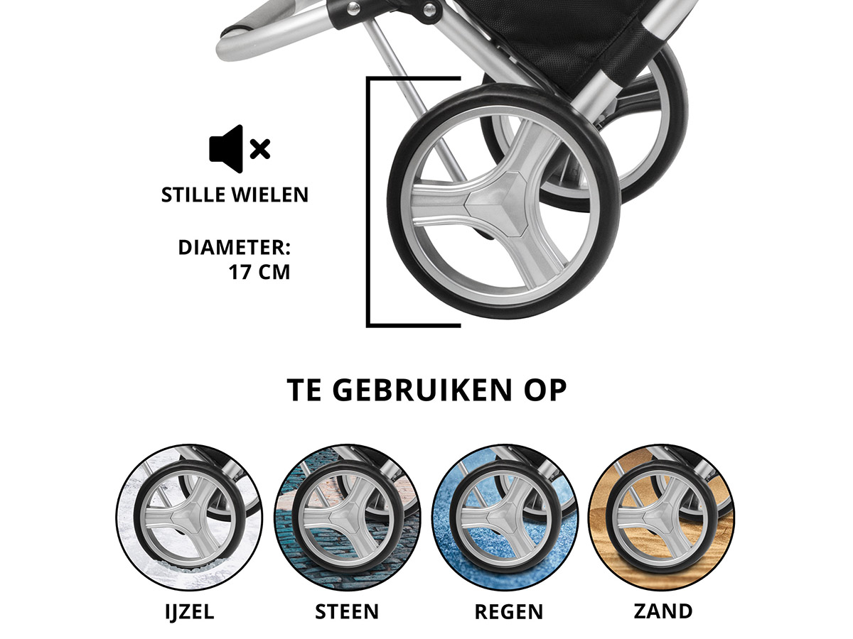 Cruiser 45 liter opvouwbare boodschappentrolley - Black