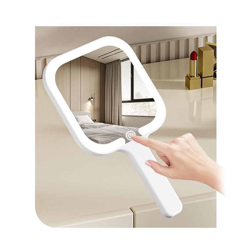 (Ø13cm) LED Make Up Hand Spiegel Wiederaufladbarer USB Kosmetikspiegel Schminkspiegel mit Touch-Sensor - Rund