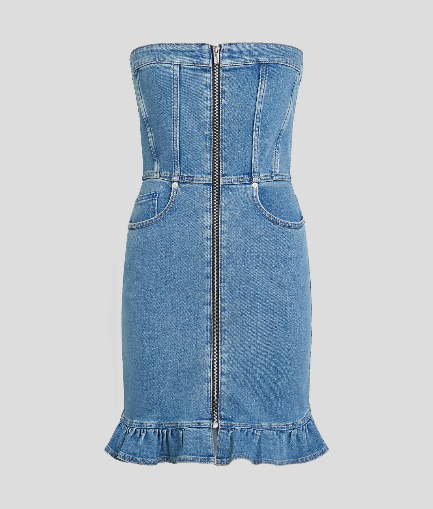 ROBE BANDEAU EN DENIM AVEC OURLET À VOLANTS KLJ