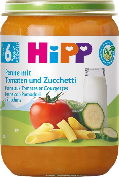Hipp Bio Teigwaren<br>190 g, Glas, mit Tomaten Zucchetti