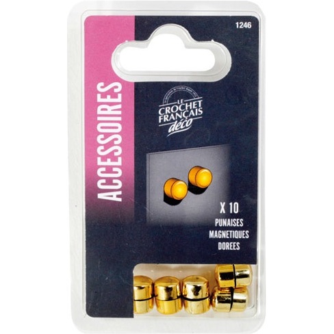 Punaises magnétiques dorées - lot de 10