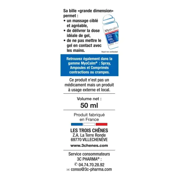 3C Pharma Myocalm Contractions Musculaires Roll-On 50ml
