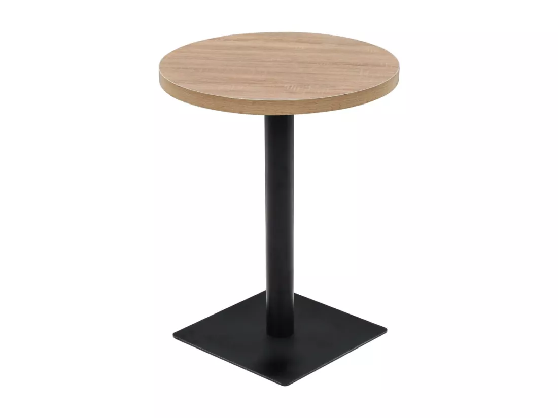 Table de bistro MDF et acier Rond 60 x 75 cm Couleur de chêne