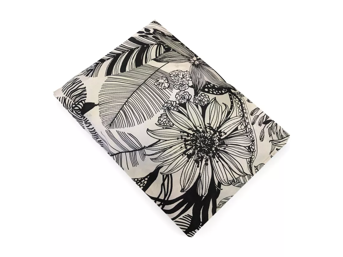 Drap plat 240x310 cm percale de coton ALBA beige/noir