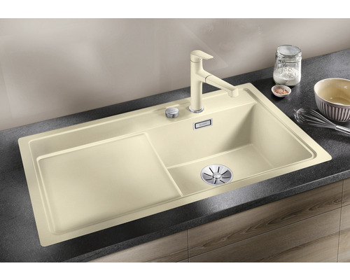 Blanco ZENAR 5 S spoelbak, 915 x 510 mm, vulkanisch grijs, 527365, 1 bak met afdruiprek, bak rechts