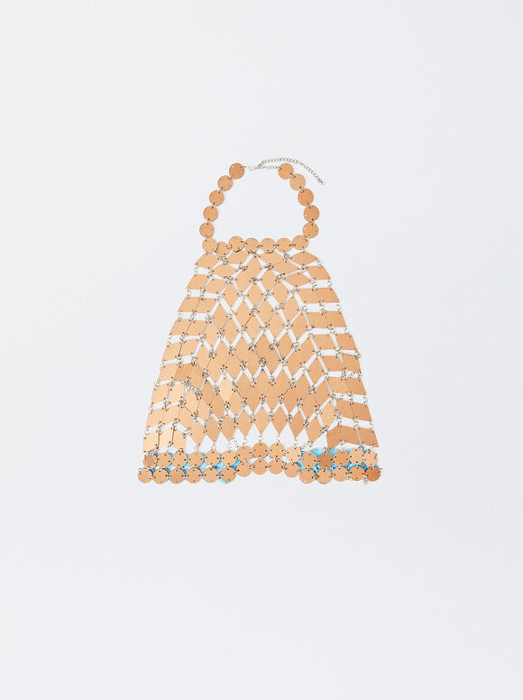 Top cropped reversível com lantejoulas - Marrom