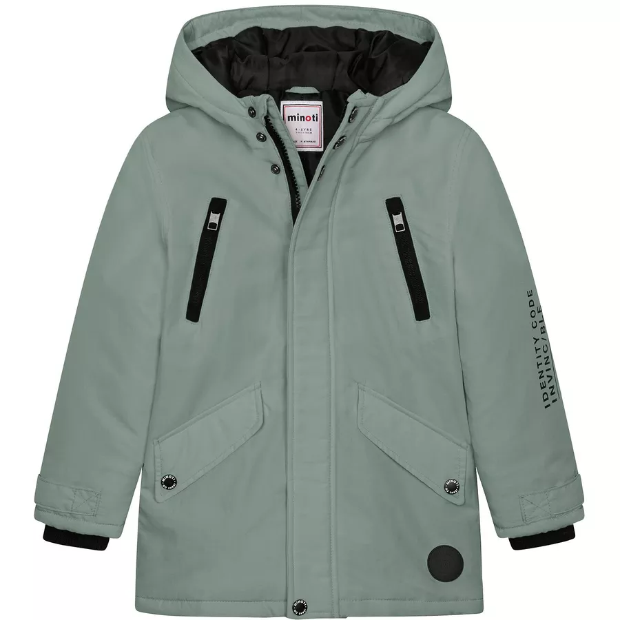 MINOTI Winterjacke mit Windschutz GrünSchwarz