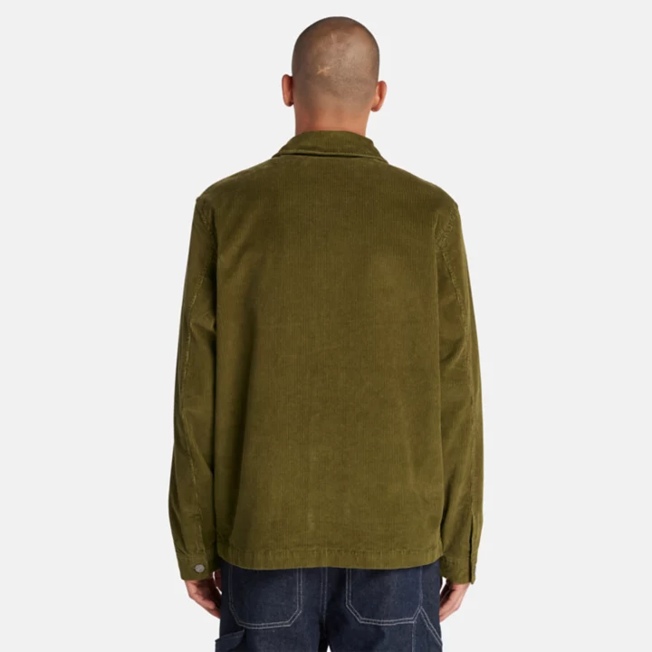 Jaqueta utilitária de veludo cotelê Kempshire para homens na cor verde.