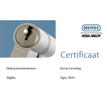 NEMEF veiligheidscilinder NF3  30/30 mm SKG 3-sterren gelijksluitend (3 stuks)