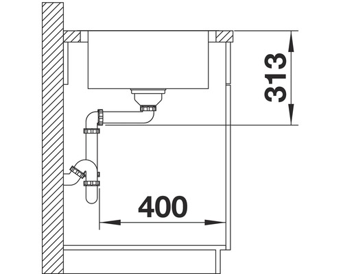 Blanco CLASSIMO 45 S-IF spoelbak, 860 x 500 mm, geborsteld roestvrij staal, 525330, 1 bak, zonder afdruiprek, bak rechts