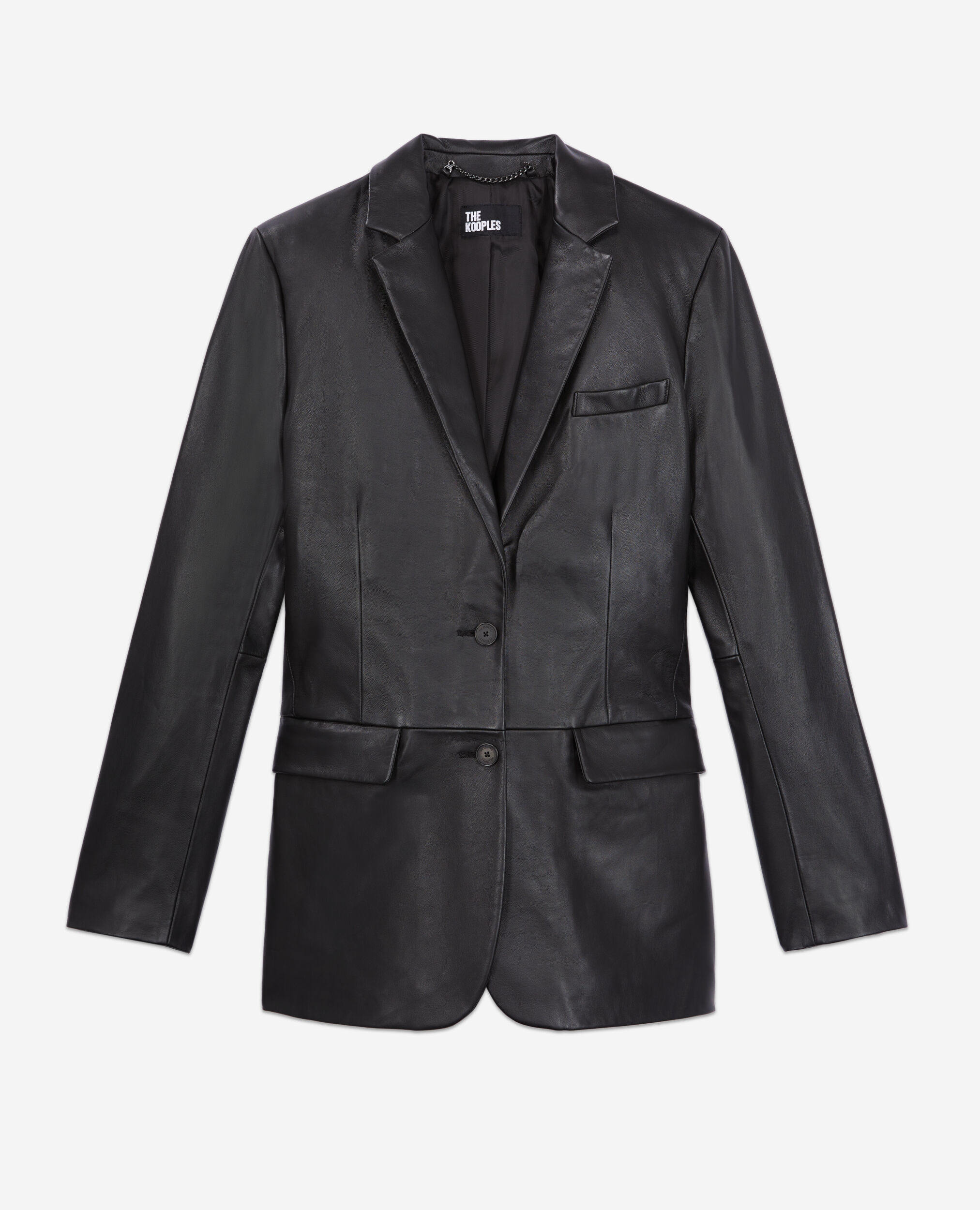 Black leather suit jacket