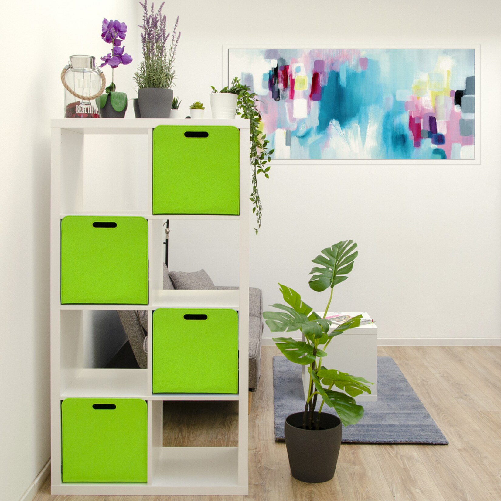 4er Set Filz Aufbewahrungsbox 33x33x38cm Kallax Filzkorb Regal Filzbox Blau Grün