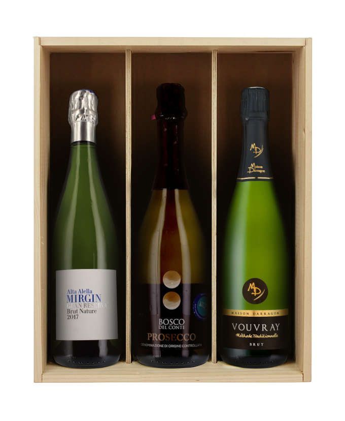 Coffret Trio bulles - 3 bouteilles & coffret bois