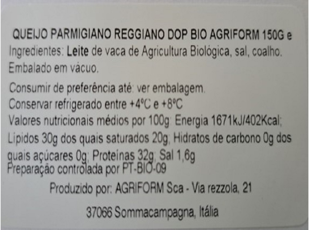 QUEIJO PARMIGIANO AGRIFORM REGGIANO DOP BIO 150G