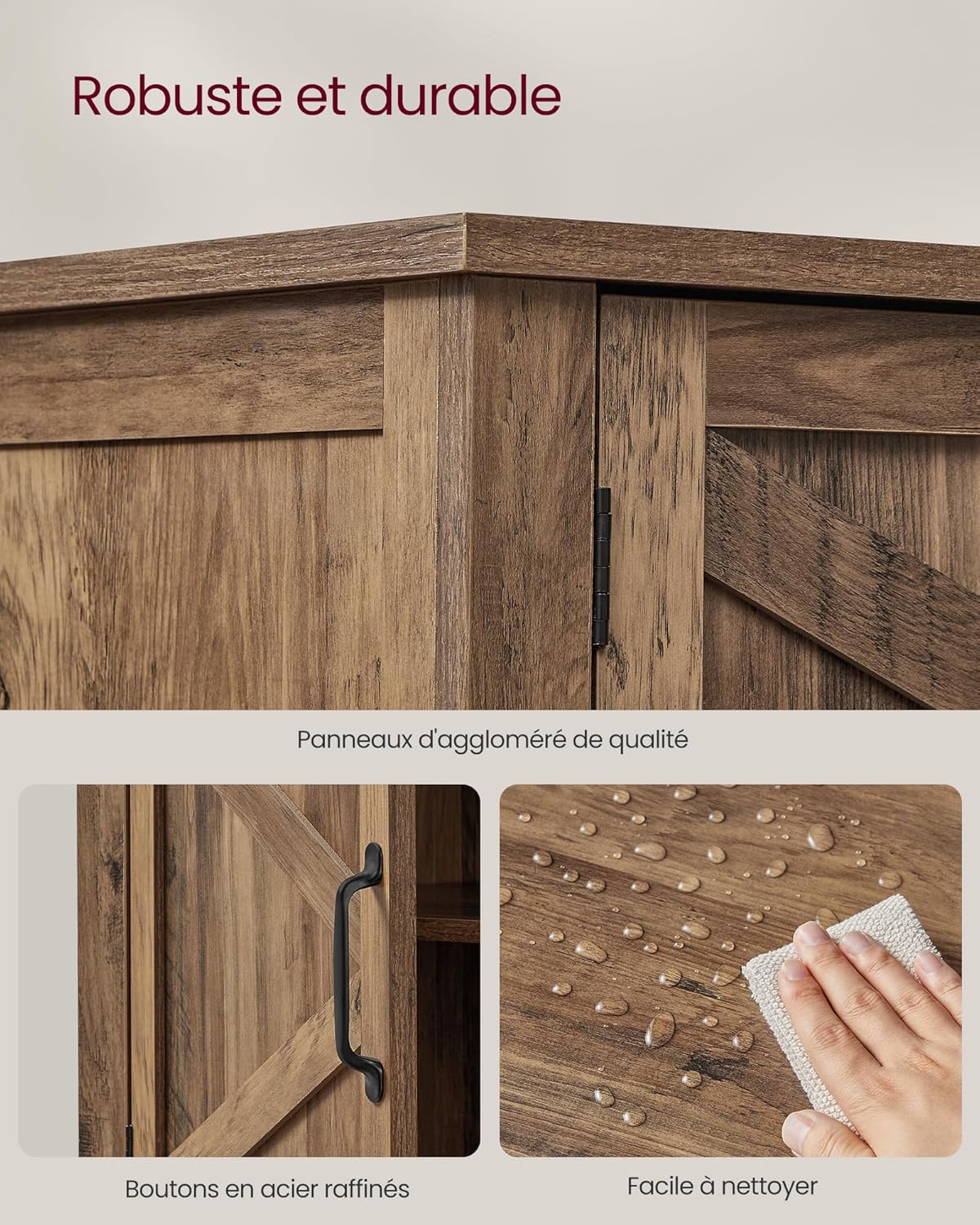 SONGMICS VASAGLE Meuble, Organisateur à 3 Niveaux, Chaussures, Style Campagne Moderne, Armoire Indépendante avec Étagère Réglable, 35 x 80 x 70 cm, Entrée, Marron Miel LBC039B01, 120L cm HQ4507691