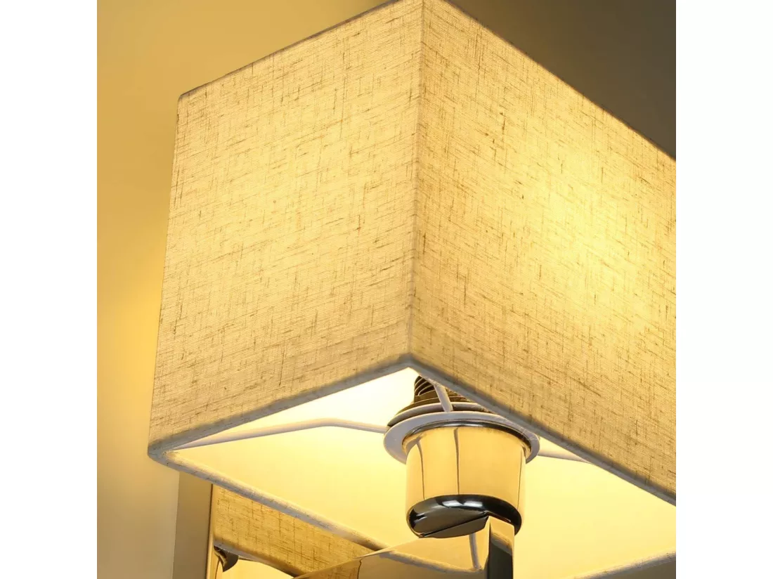 NETTLIFE lot de 1 lampes murales LED intérieur chambre applique salon lampe de lit lit tissu avec bras de lecture flexible E27