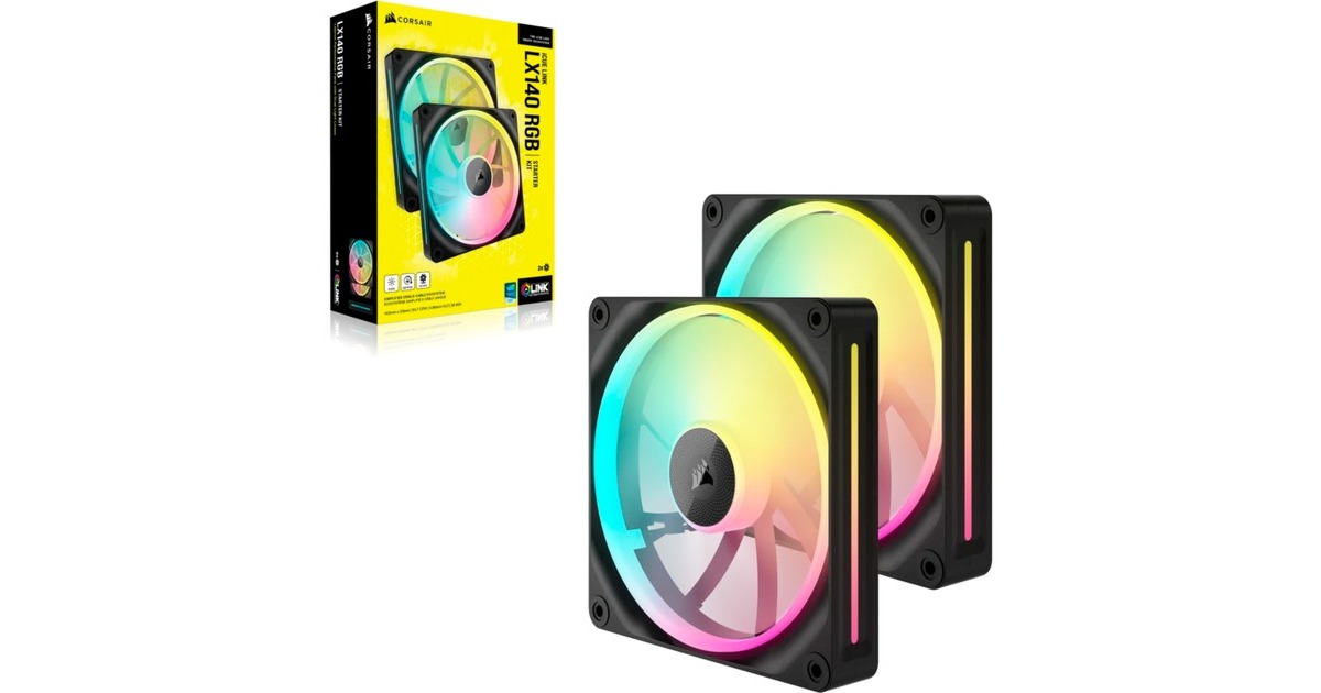 CorsairiCUE LINK LX140 RGB case fans  (Zwart, 2 stuks, 140 x 140 x 25 mm, PWM)