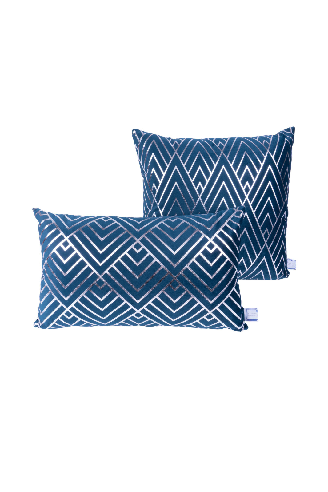 2er-Set Dekokissen - blau-silber -30x50 cm - 45x45 cm