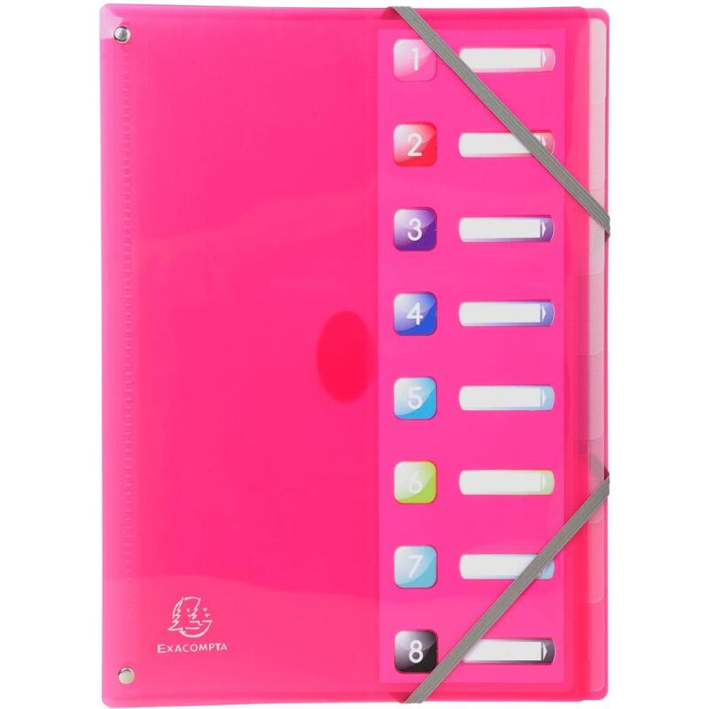 Trieur extensible en polypropylène 8 compartiments IDERAMA PP - A4 - Couleurs assorties