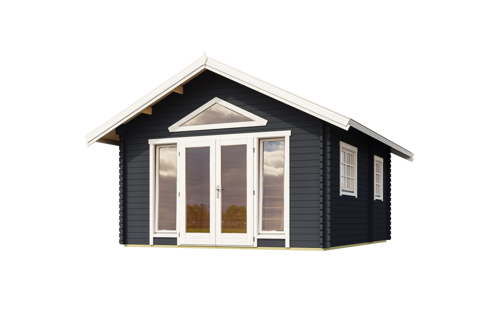 Gartenhaus CAROLINE 2.2 - carbongrau - Fichte massiv - 390x575 cm