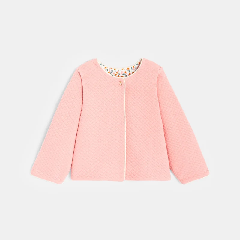 Gilet fleuri réversible rose bébé fille Rose